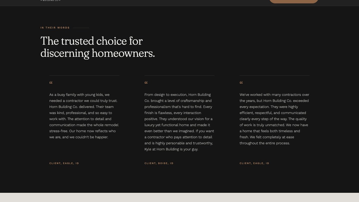 The reviews section of the new homepage