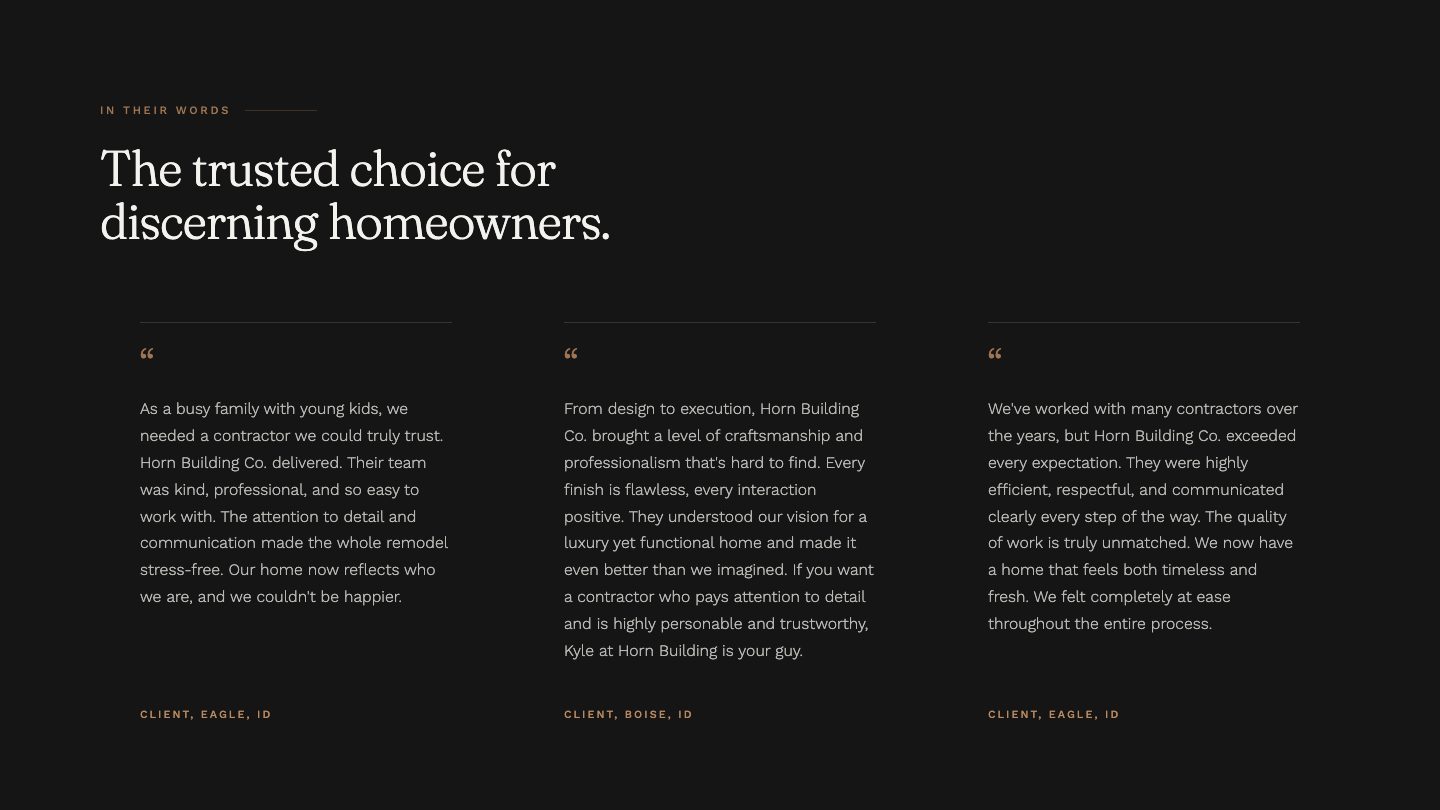 The reviews section of the new homepage